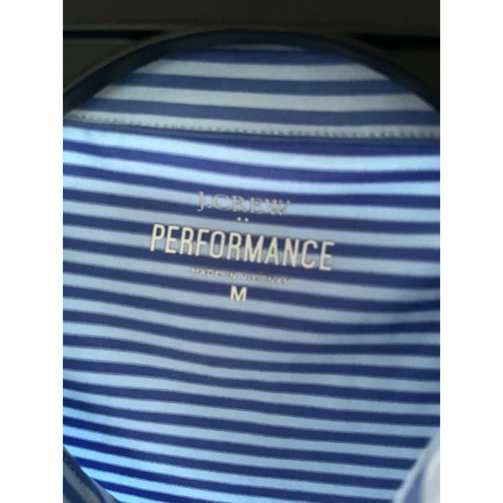 J.Crew Performance Blue Striped Polo Shirt Men Size M NWT